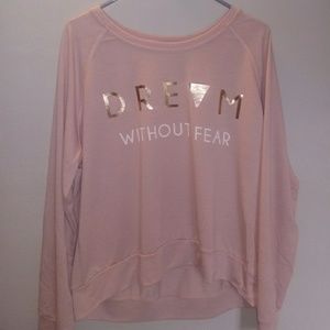 "Dream without Fear"  light pink sweater
